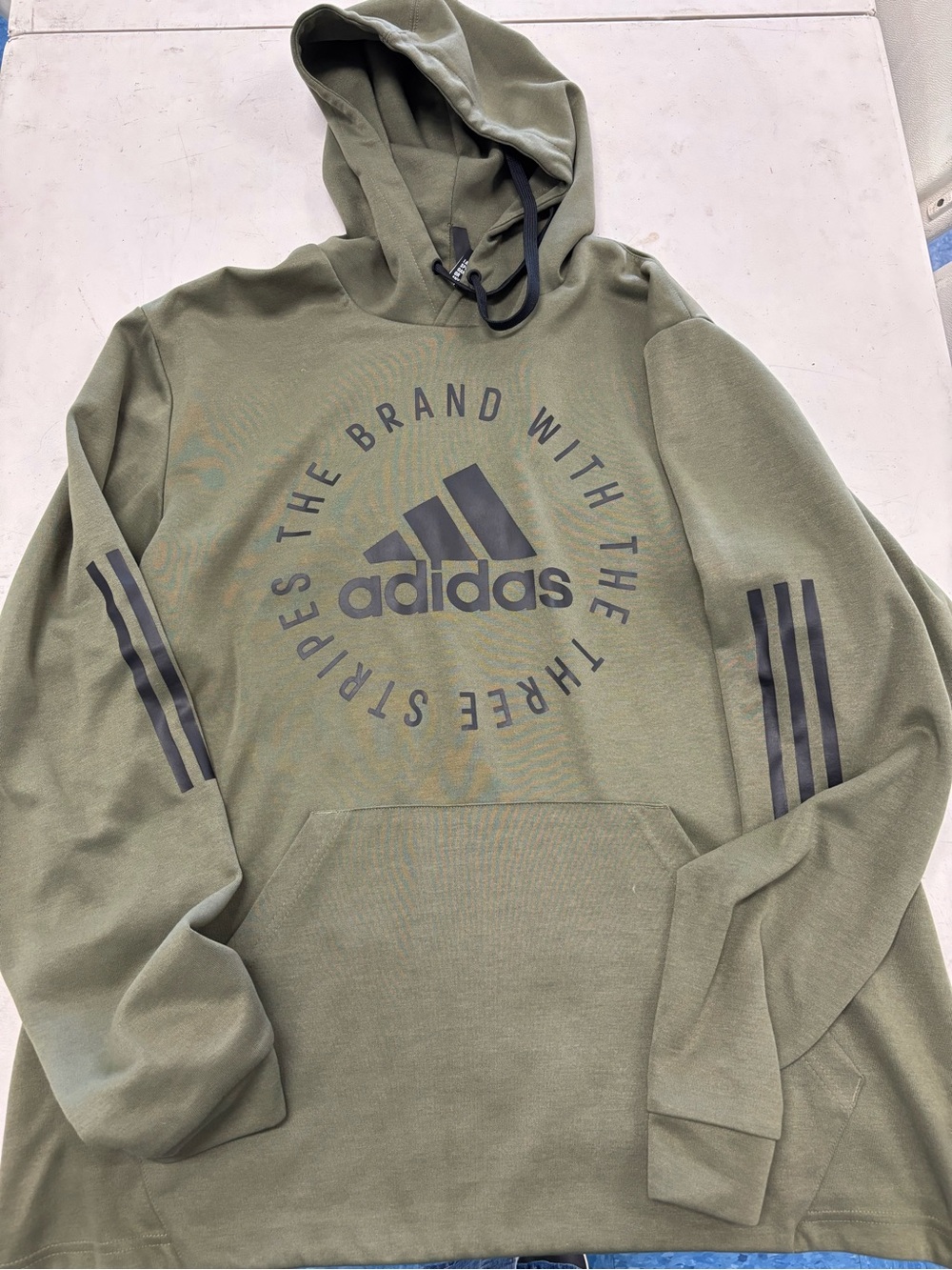 adidas Olive Green Logo Pullover Hoodie